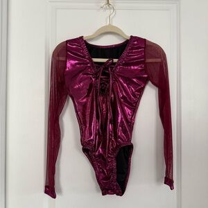 Metallic Pink Long Sleeve Bartender Bottle Girl One Piece